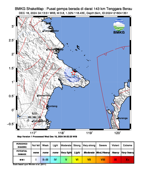 Peta Gempa Dirasakan