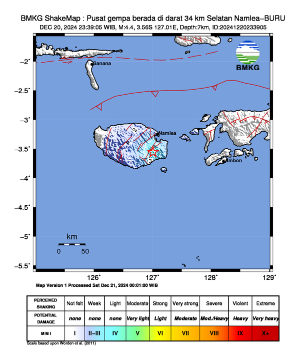 Peta Gempa Dirasakan